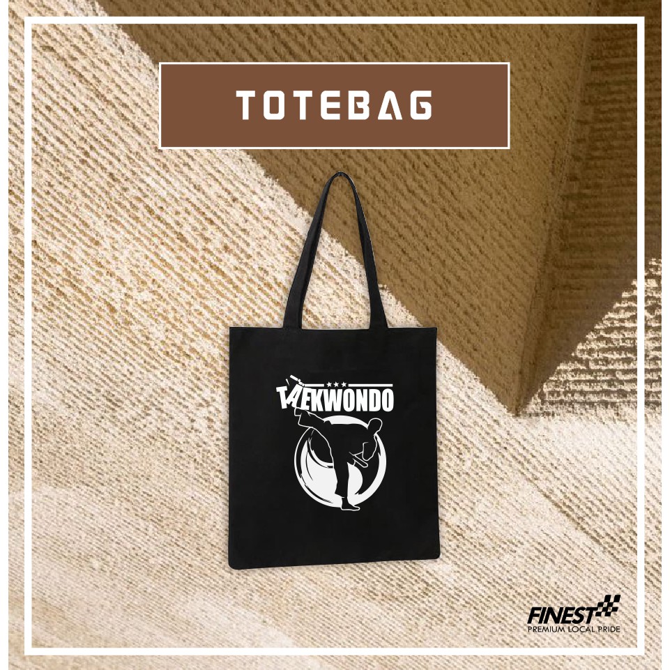Tas Bahu ToteBag Taekwondo Bahan Drill Premium Resleting Tali Kain 30 x 40 cm