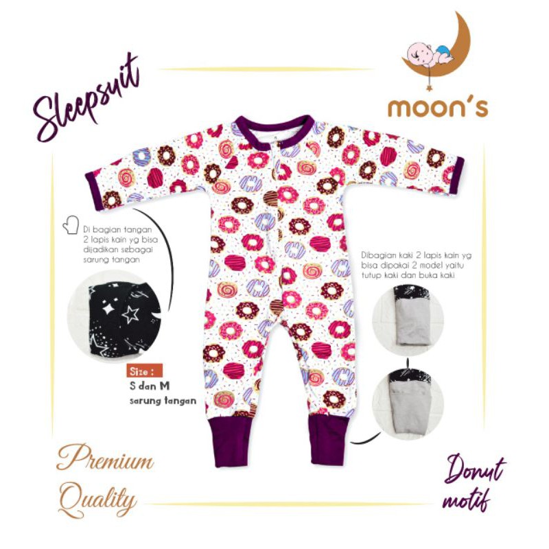 SML Moons Slepsuit Premium Motif Dita baby ,jumper bayi,Baju bayi