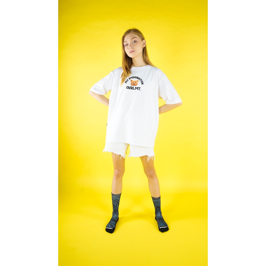 OVERLIMIT WHITE TEDDY IMAGINATION | T-SHIRT OVERSIZE | KAOS OVERSIZE | STREETWEAR | PUTIH