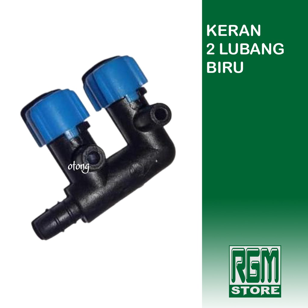 Kran keran Udara BIRU 2 lubang cabang Aerator airator aquarium aquascape