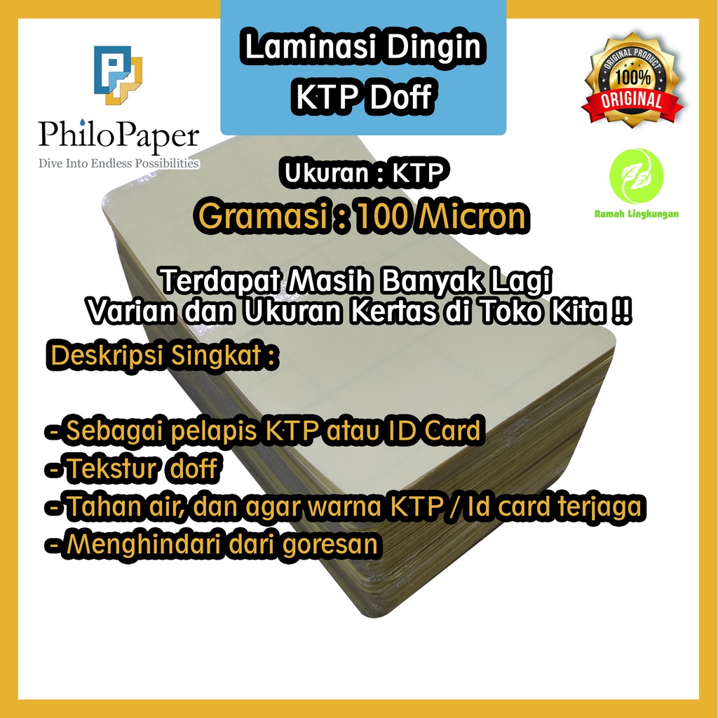 

Sticker Laminasi Dingin KTP Doff 100 Micron
