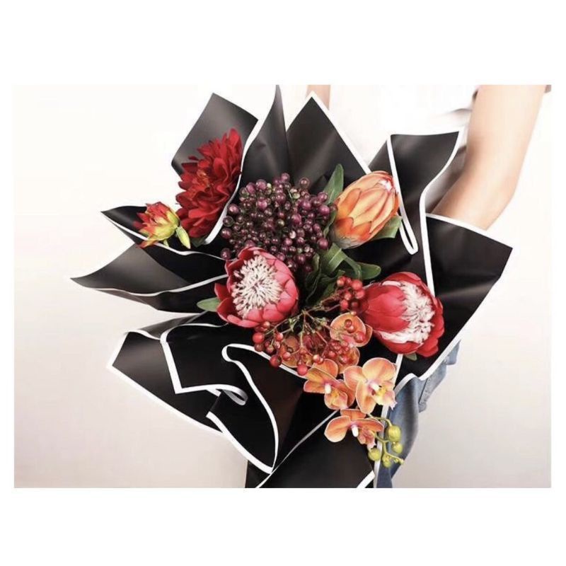 (5 Lembaar) Kertas buket monochrome cellophane kertas bunga l (WAJIB BELI KARDUS) flower wrapping