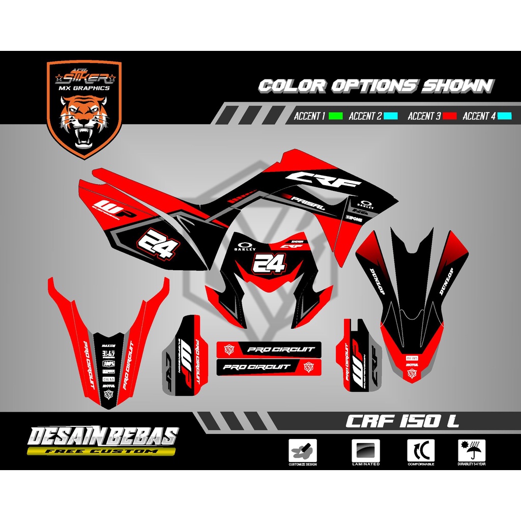 DECAL CRF 150 L BEBAS CUSTOME CRF 230 / CRF 250