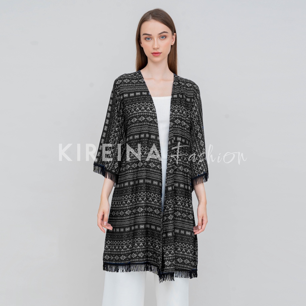 Cardigan Rumbai Wanita Cardigan Panjang Bohemian Outer Etnik Wanita | Kireina Fashion