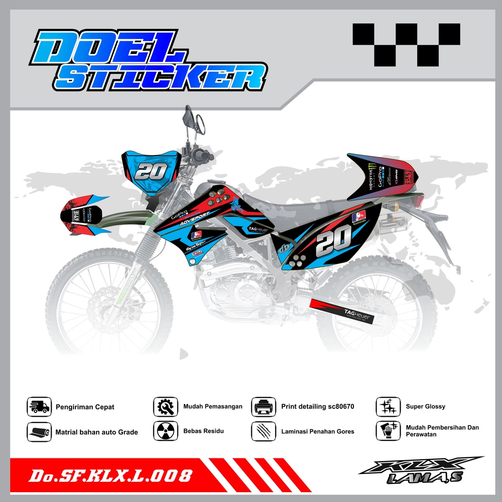 Sticker Striping Honda KLX L , S Lama List Variasi Hologram , Crome Doel 008