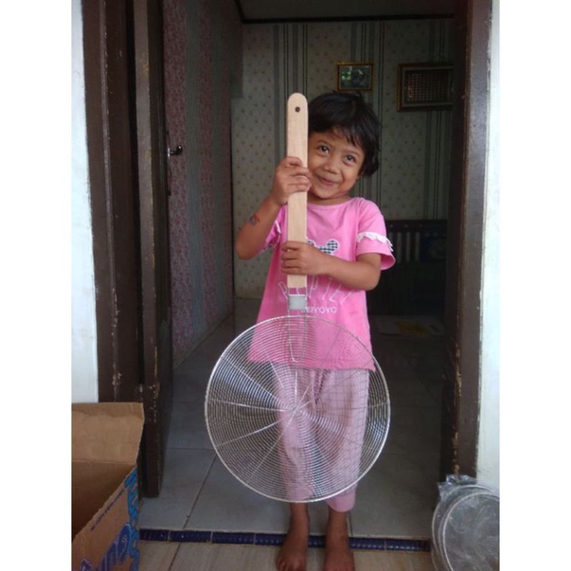 SARINGAN PENGGORENAN GAGANG KAYU JUMBO / SEROKAN STAINLES BESAR/ SARINGAN PENGGORENGAN MINYAK