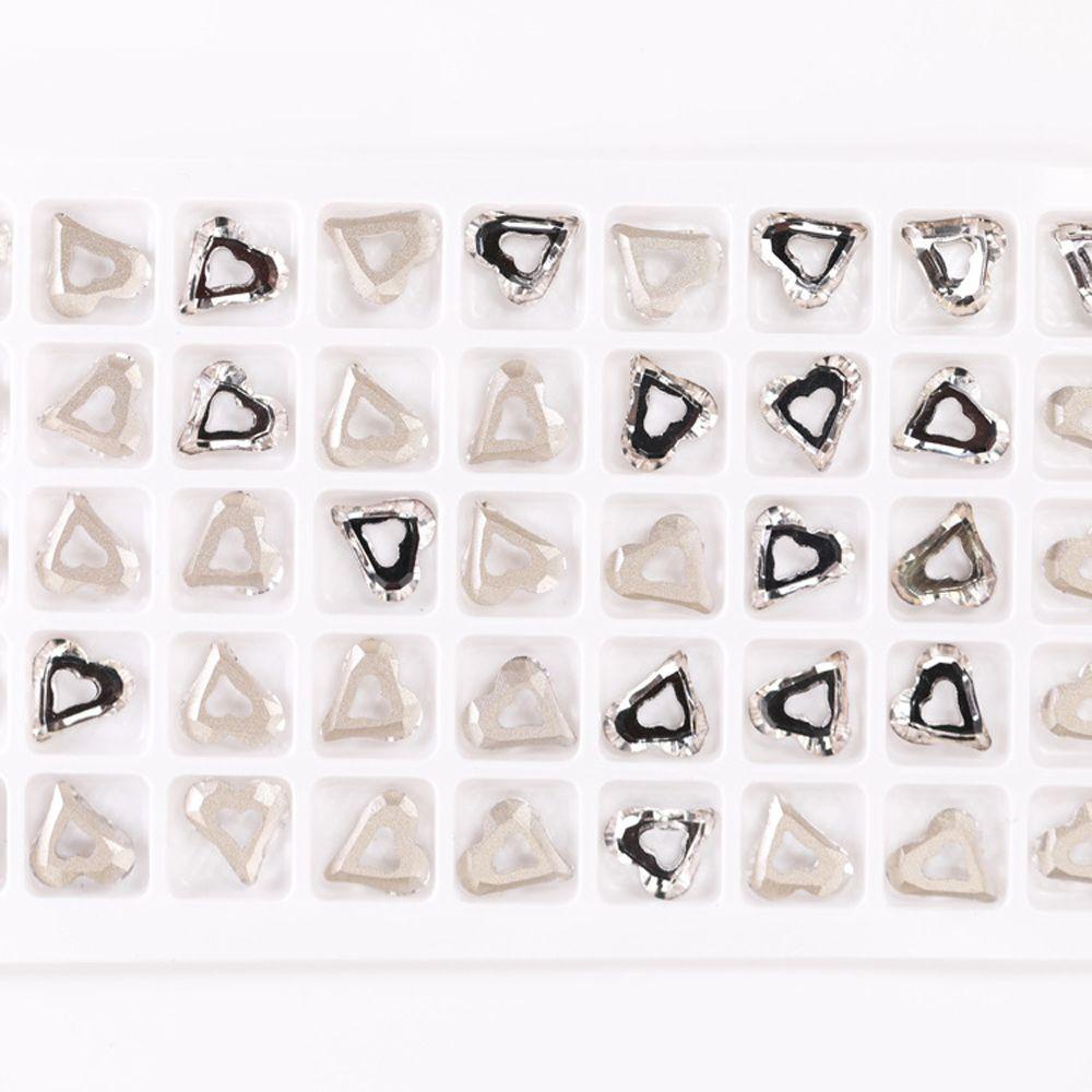 Mxbeauty Jantung Cincin Kuku Pesona Cinta Hati Berlubang Mengkilap Wanita Membuat Perhiasan Permata Menunjuk Bawah K9 Kaca 3D Nail Art Dekorasi