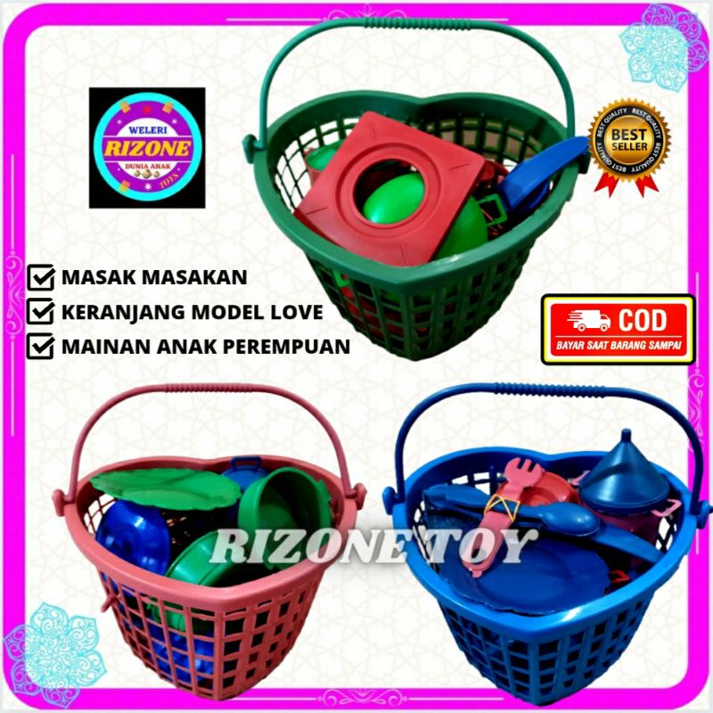 MR-HJ-BR : Mainan Anak Perempuan Anak Cewek Edukasi Usia 3 4 5 6 7 Tahun Tea Set Tas Keranjang Model