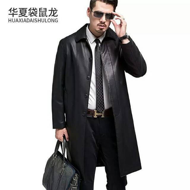 JAKET KULIT PRIA MODEL PANJANG JAS ASLI KULIT DOMBA