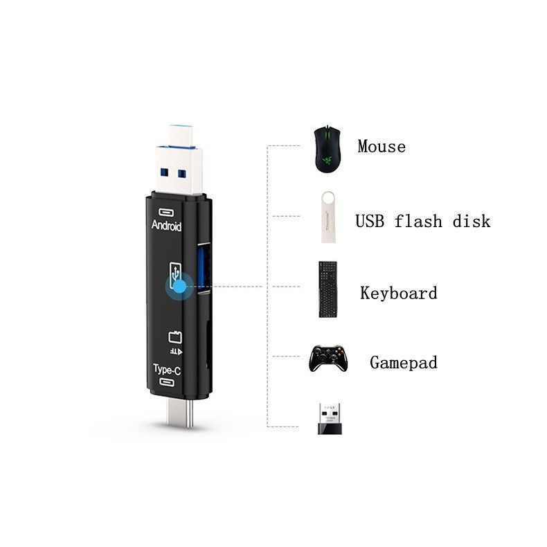 Hot Sale/5-in-1 Type-c Micro TF OTG USB 2.0 Adapter SD Card Reader Android IOS Komputer