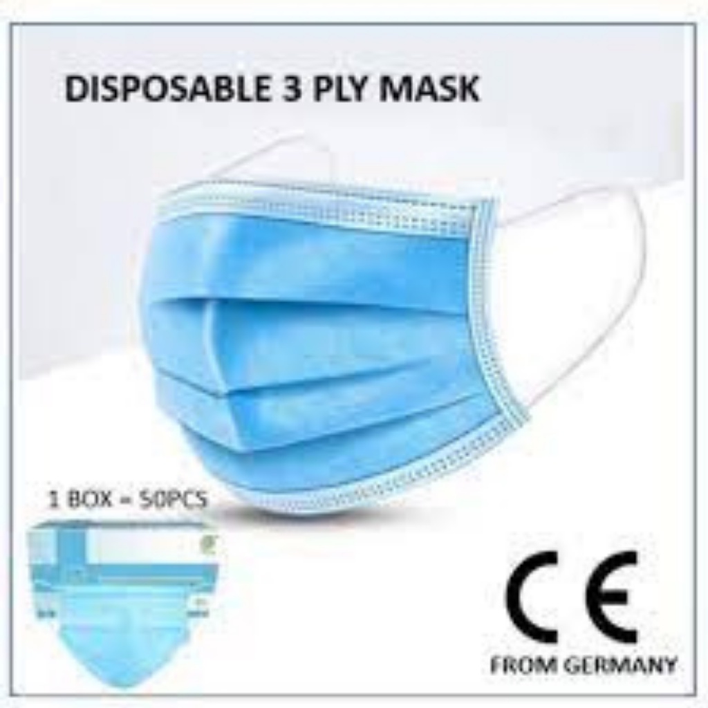 Masker Earloop 3 Ply Hitam DISPOSABLE