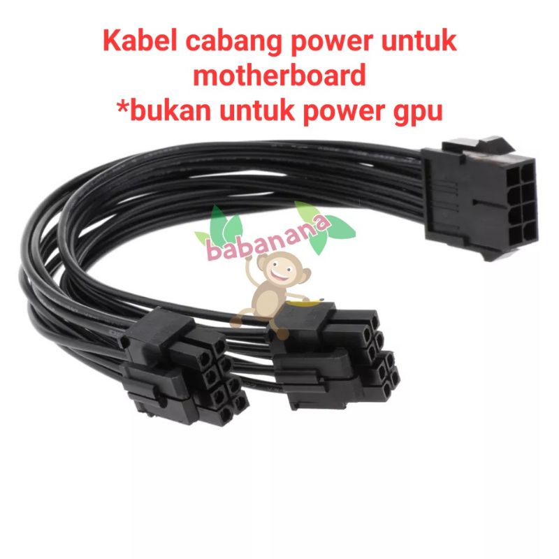 kabel splitter 8 pin cpu to dual 4+4pin motherboard cabang cable psu