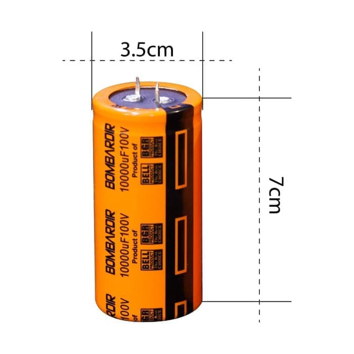 CAPASITOR 10000UF 100V BOMBARDIR BELL ORANGE - ELKO ELCO 10000UF 100V ASLI 10000 UF 100 V ORANGE BGR