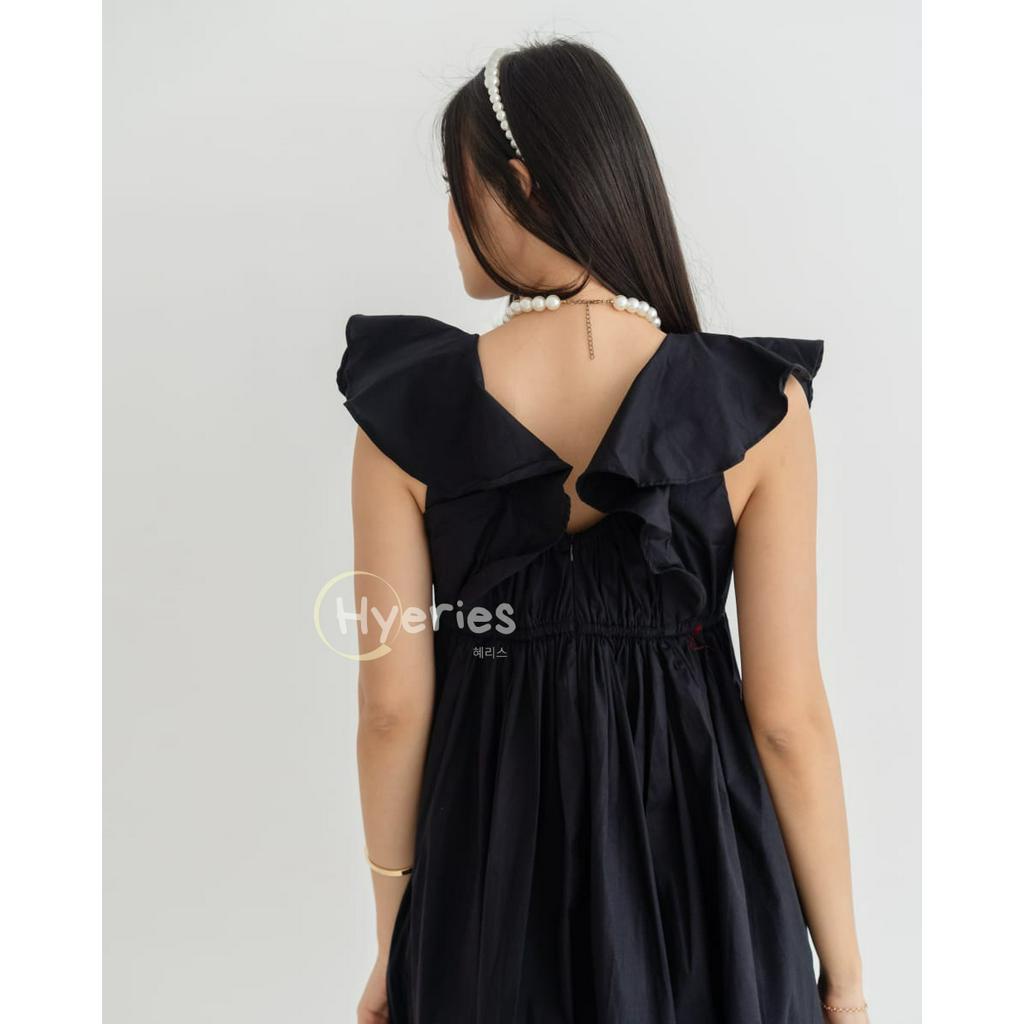 [HYERIES] Loli Dress / Dress Wanita Casual / Flare Dress / Ruffle Dress / Korea Mini Dress Sleeveless / A Line Dress / Dress Kerut