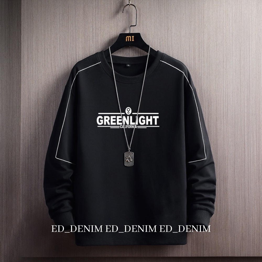 Crewneck Greenlight Pria / Sweater Korean Style Jumbo M L XL XXL 3XL / Switer Cowok Distro Original