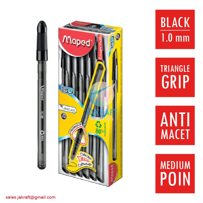 

(1 Pcs) Pulpen Bolpen MAPED Ice Pen (Hitam Black) Medium 1.0 mm BP-224435