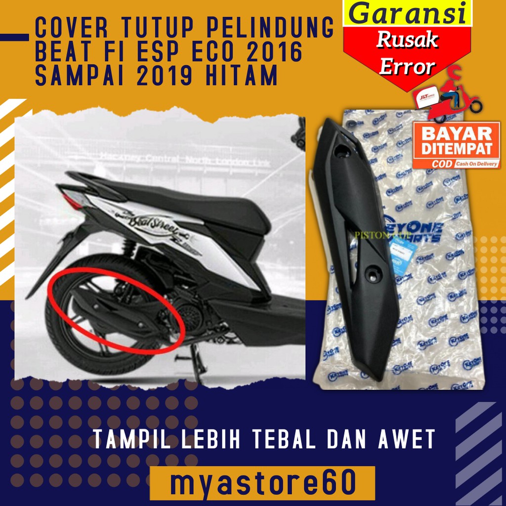 COVER TUTUP TAMENG PELINDUNG KNALPOT PROTECTOR MUFFLER HONDA BEAT FI ESP ECO 2016 SAMPAI 2019 HITAM