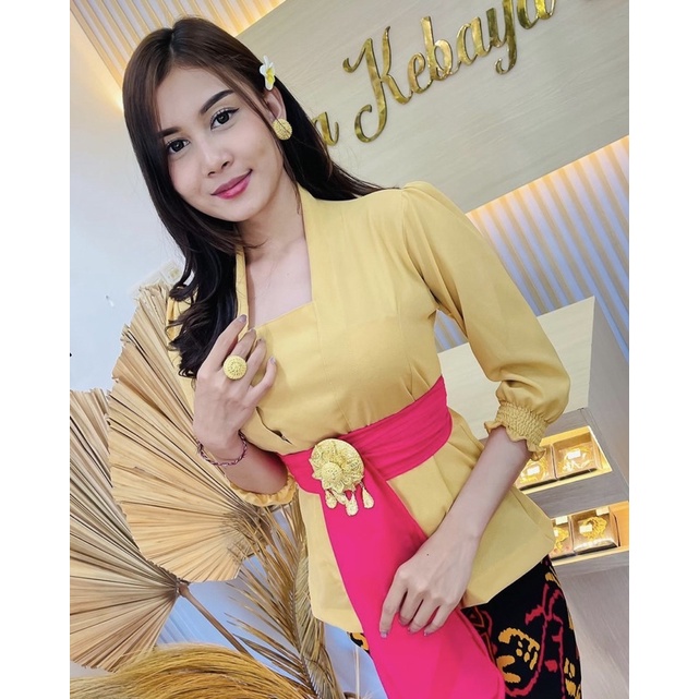 (Kebaya Saja) Kebaya bali moscref bet lengan kerut 7/8