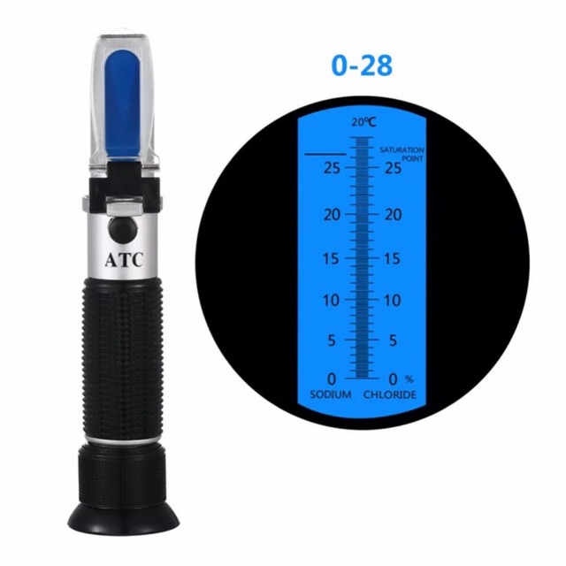 Refractometer Salt Salinity 0-28% ATC Alat Ukur Kadar Garam Pada Cairan