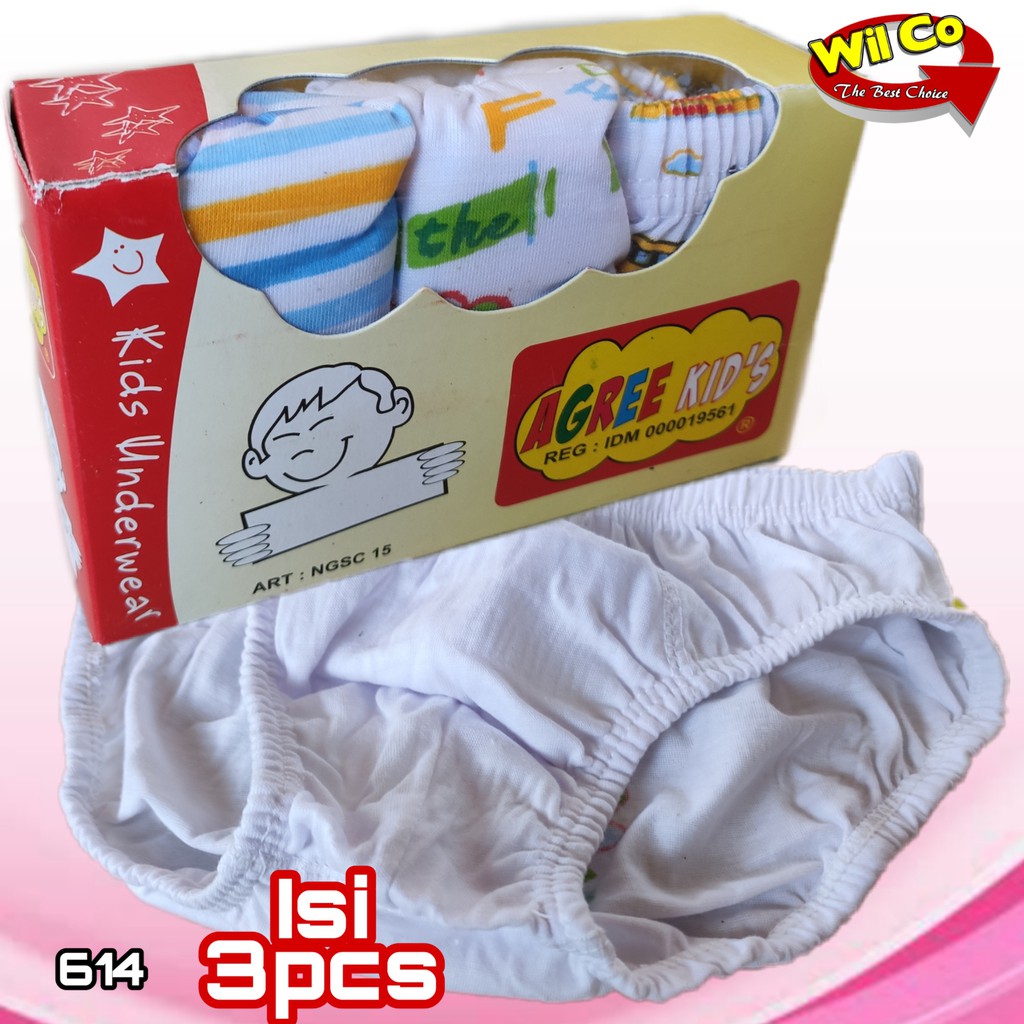 K614T - (Harga Per Box Isi 3Pcs) CELANA DALAM ANAK PAKAIAN DALAM ANAK COWOK AGREE SIZE S - XL