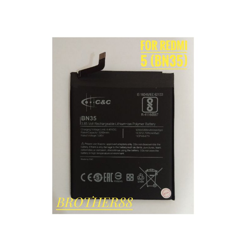 BATTERY BATERAI BATRE XIAOMI REDMI 5 (BN35) C&amp;C ORIGINAL