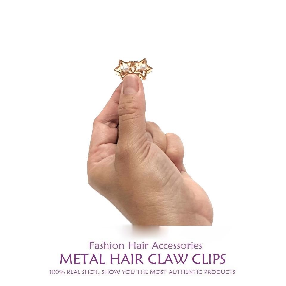 Jepit Jepitan Cepit Japit Rambut Korea Elegan Bahan Alloy dengan Permata Jedai Poni Logam 2.8cm Anak Dewasa Perempuan Unik