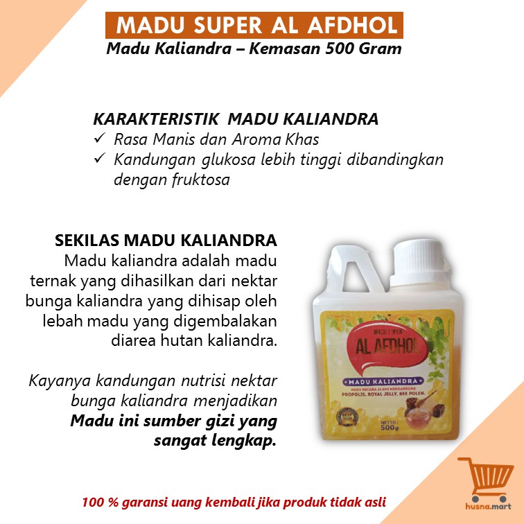 Madu Super Al Afdhol Kaliandra Asli [Kemasan 500 Gram]