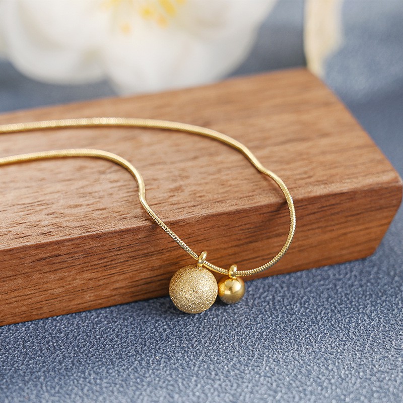 Kalung Titanium Rantai Itali Korea Style Wanita Anti Karat Bulat Pasir Blink Blink - ercassia