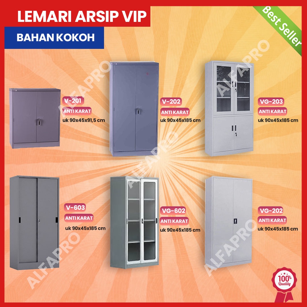 LEMARI BESI KACA FILLING CABINET ALMARI KANTOR VIP