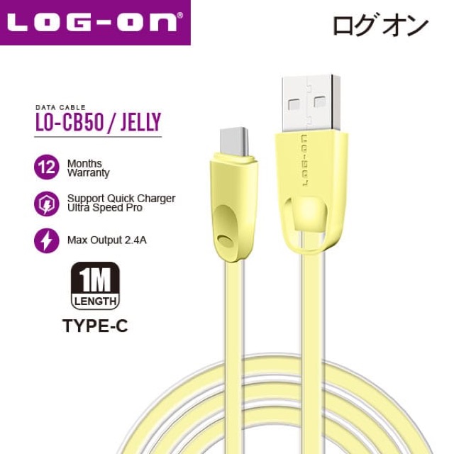 KABEL DATA LOG ON JELLY TYPE C 1m 2,4A - KABEL CHARGER