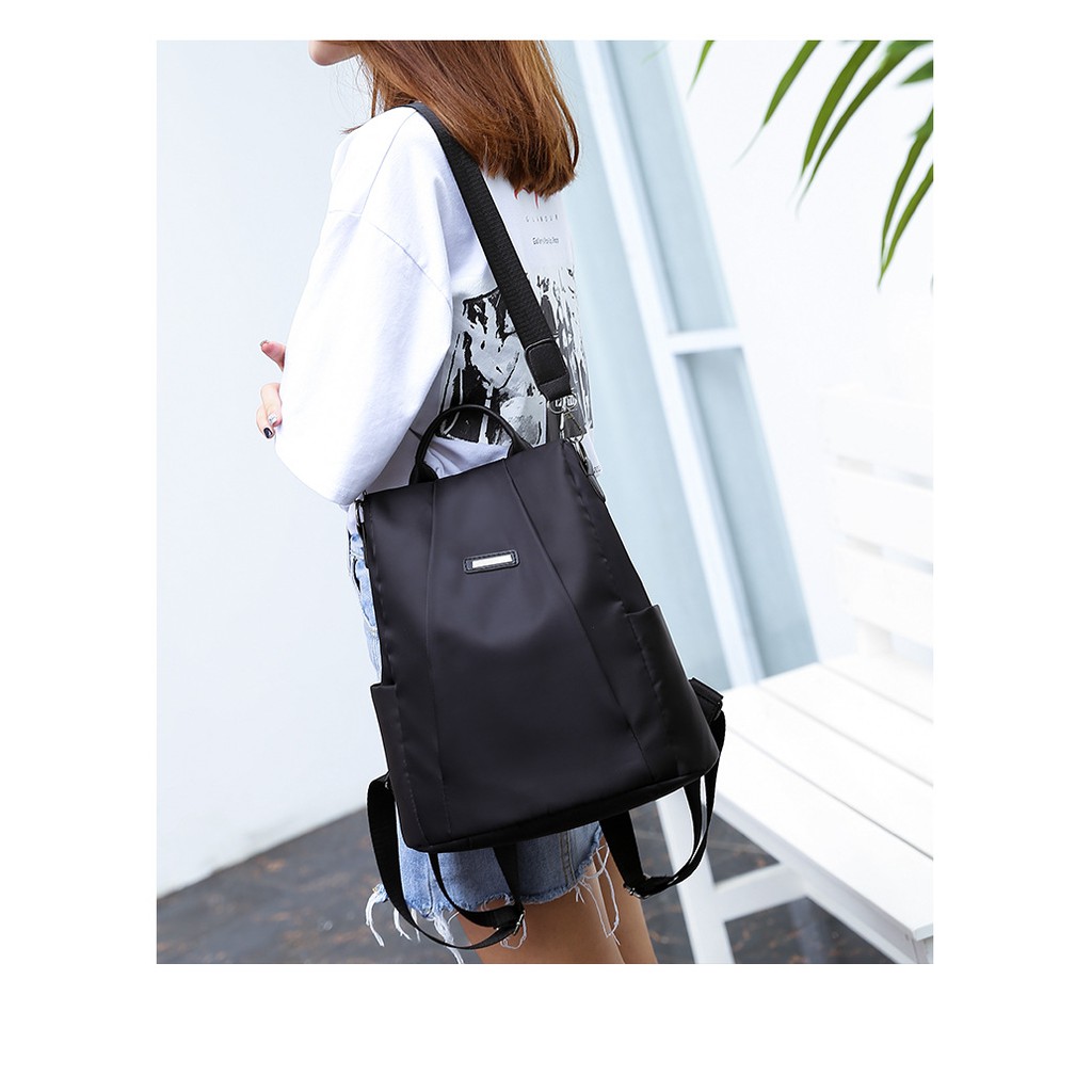 TAS RANSEL BACKPACK ANTI AIR WANITA ATLAS HITAM TA253B5 IMPORT KULIAH FASHION KOREA PUNGGUNG SEKOLAH