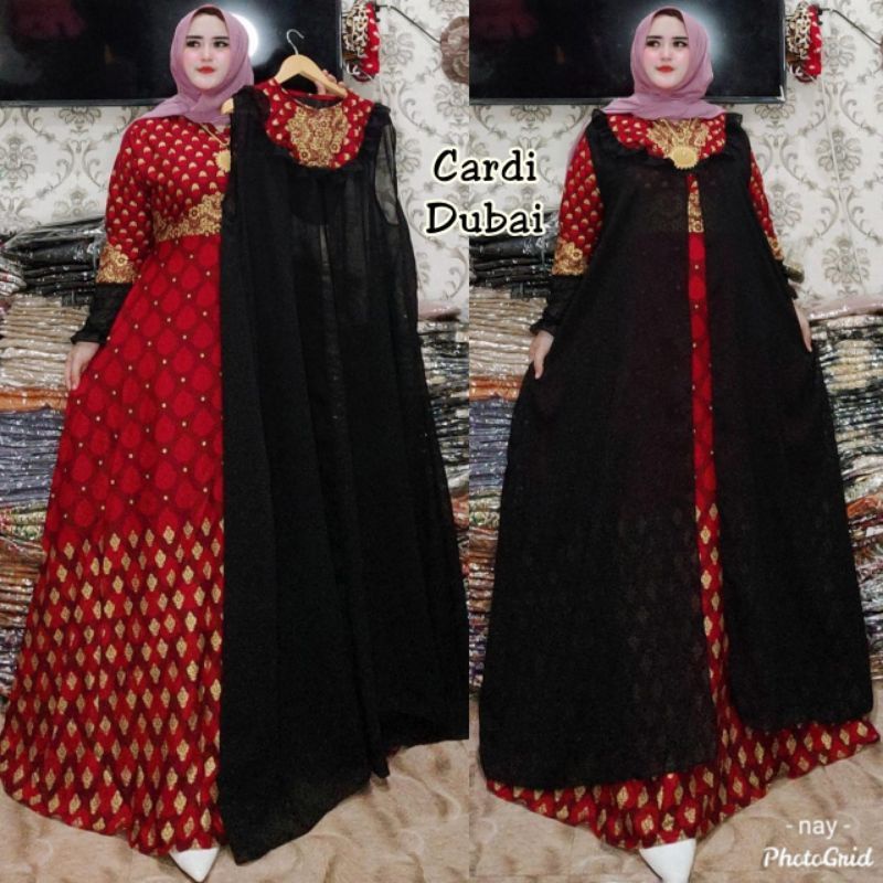 GAMIS INDIA VIRAL 2SET DUBAI GAMIS SAMA CARDI CERUTY