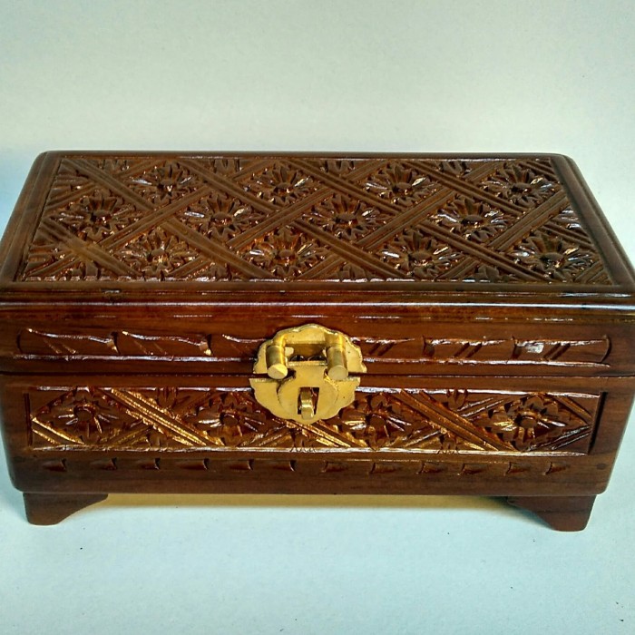 Kotak Perhiasan Kayu Jati Motif BATIK Finishing kotak Penyimpanan Harta Karun Asli JEPARA