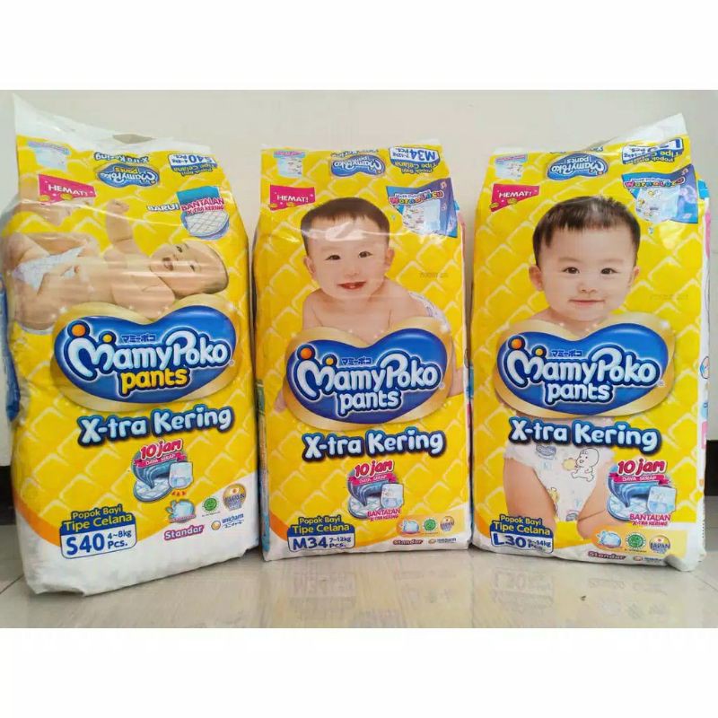 MamyPoko Pants X-tra kering S40, M34, L30 MURAH