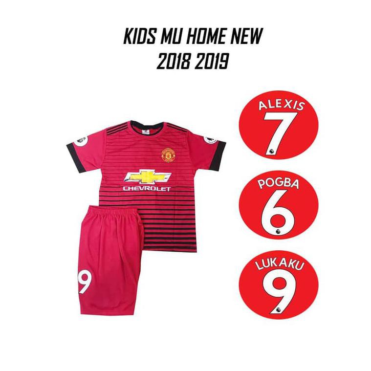 stelan koas jersey manchester united home mu kids/anak 18-19 lokal -gallspt