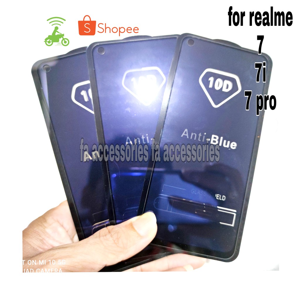 Tempered Glass Anti Blue Light Full 10D 99D realme 7 7i 7pro Narzo 20pro  i pro screen guard