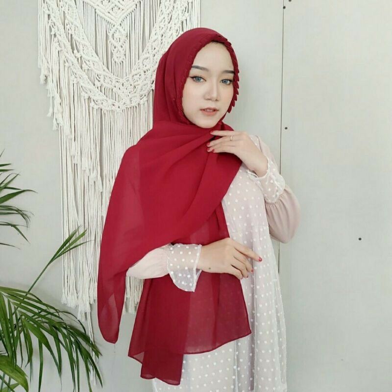 Pasmina Lipit tali pashmina instan bahan diamond adem | Hjb