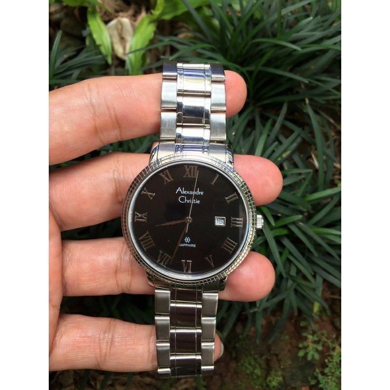 Jam Tangan Pria Alexander Christie 8399 Silver Black Saphire ORIGINAL GARANSI RESMI