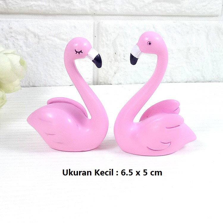 2 IN 1 SET Pajangan Dashboard Mobil Flamingo Couple POLOS 2 SIZE