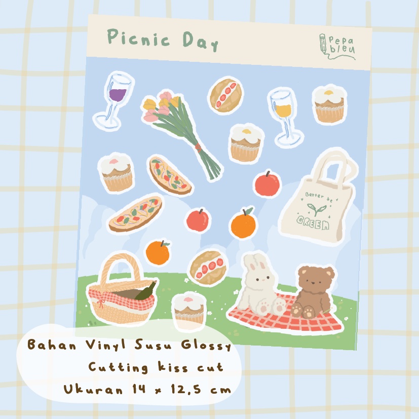 

Picnic Day PepaBleu Sticker Set [Journaling Sticker]