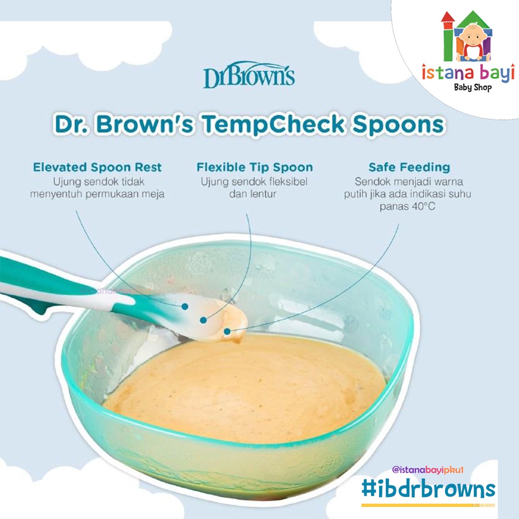 Dr.Brown's TempCheck Spoons isi 4 /Sendok makan bayi sensor panas TF024