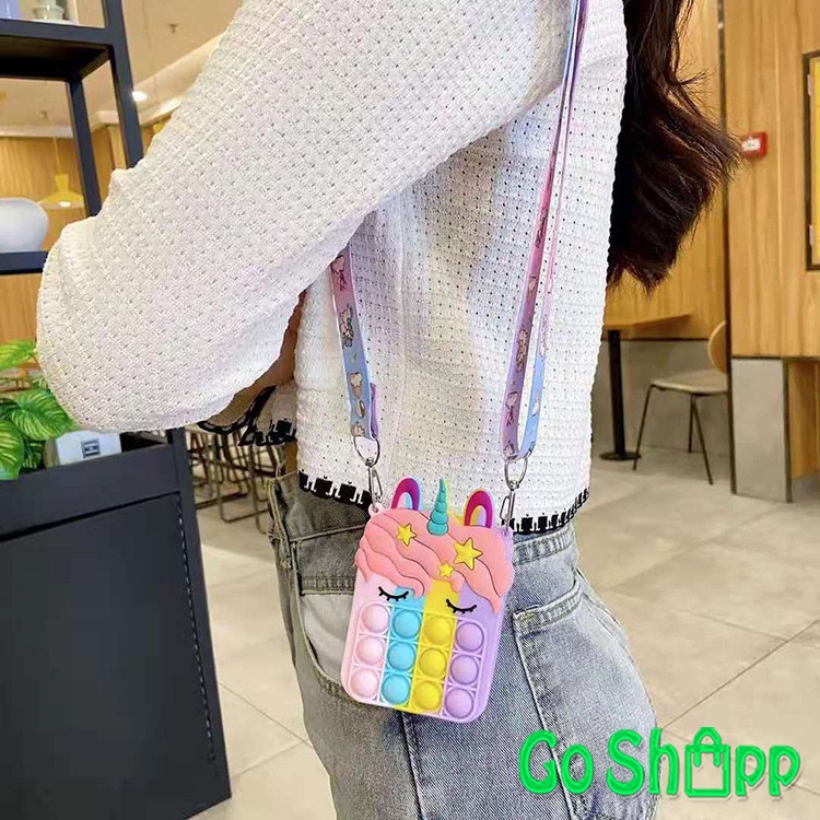 Tas Pop it Anak Unicorn Lucu Import - Tas Selempang Anak Karakter Unicorn - Tas Pop It Terbaru Import - Tas Anak Lucu Pop It Fidget Toys [JL09]