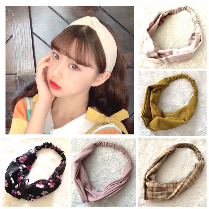 Bando Polos Salur Motif Bando Bandana Simpul Korea / Headband Bando
