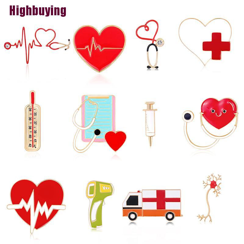 Hyid Bros Pin Enamel Stetoskop Detak Jantung Untuk Dokterperawat