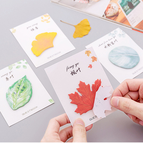 Memo Post Note Bentuk Daun Ginkgo Maple Mulberry Kreatif Portable