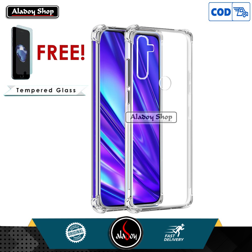 PROMO Case Free Tempered Glass Clear Realme 5 5i 5S Anticrack Shockproof Premium Softcase