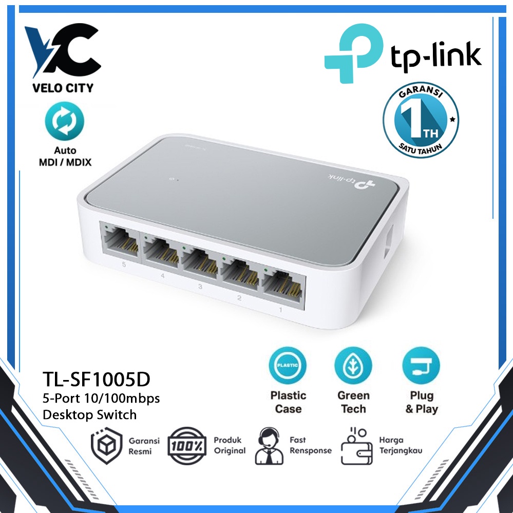 TP-LINK TL-SF1005D 5-Port 10/100Mbps Desktop Switch Whit - Garansi 1th