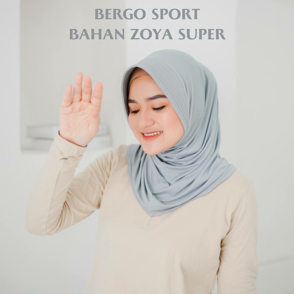 MALAYU HIJAB Kerudung Krudung Hijab Jilbab Bergo Olahraga Sport Sporty Volly Wanita Muslim Bahan Jer