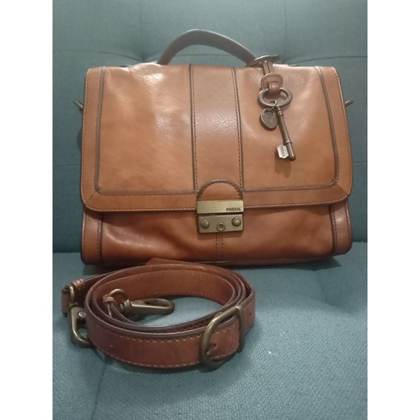fossil vri messenger crossbody chestnut preloved