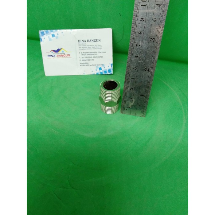 Double Nepel 1/2 Inch Drat Luar Chrome